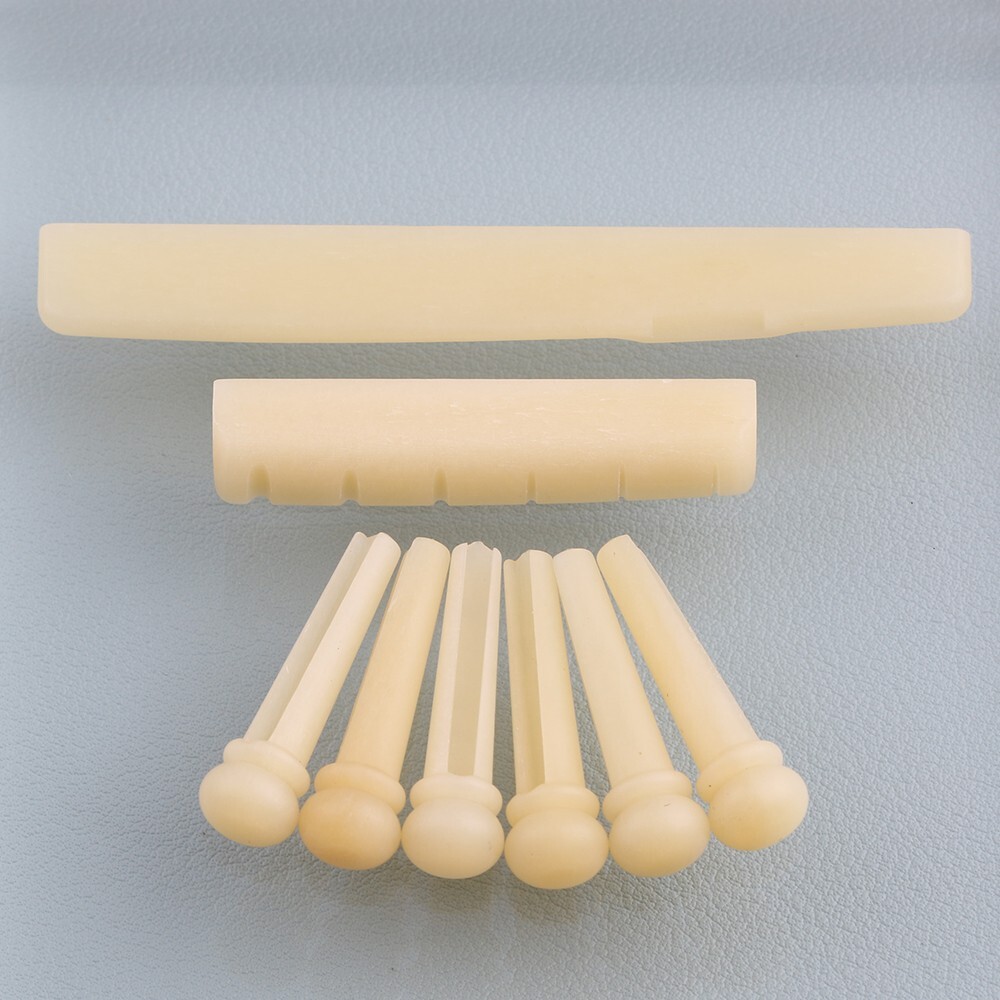 Unbleached Acoustic Guitar Bone Saddle Nut Bridge Pins Set for YAMAHA FG Guitar