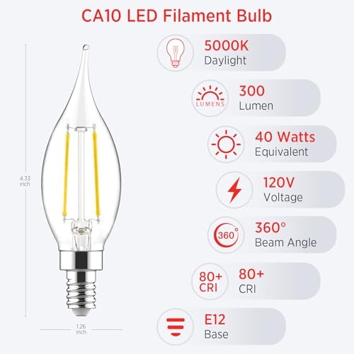 Sengled E12 Candelabra LED Bulbs Dimmable, 40W Equivalent 6 Pack 5000k Daylight