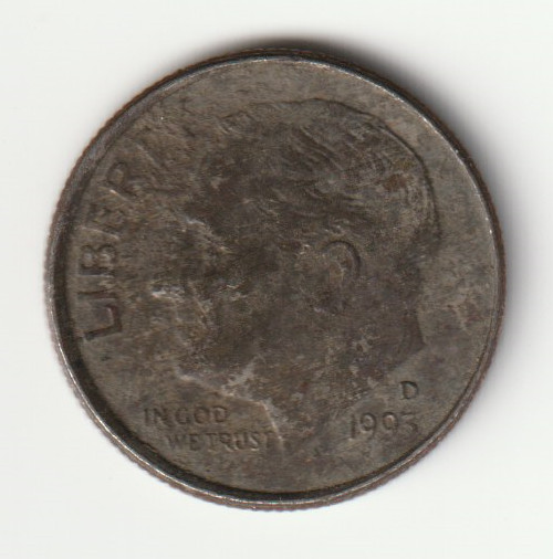 1993-D Roosevelt 10C One Dime Annealed IAP Clad Error Black Beauty Toned Coin