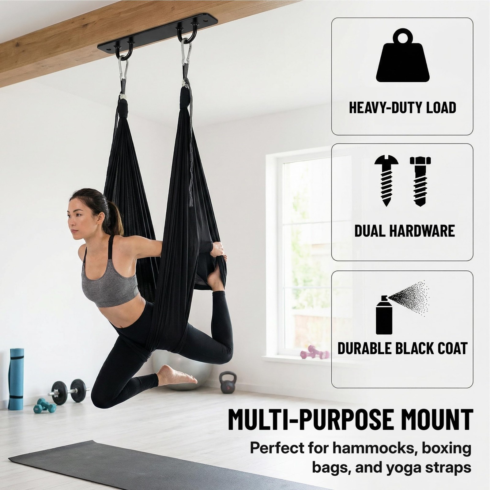 2 Pack Battle Rope Anchor, Wall Ceiling Mount Bracket for Suspension Strap, B...