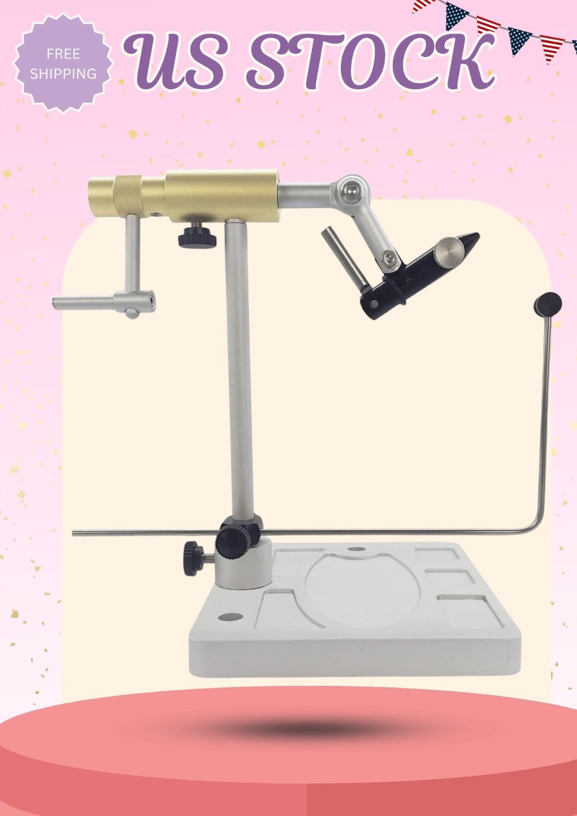 Fly Fishing Clarkfork True Rotary Fly Tying Vise, Gold