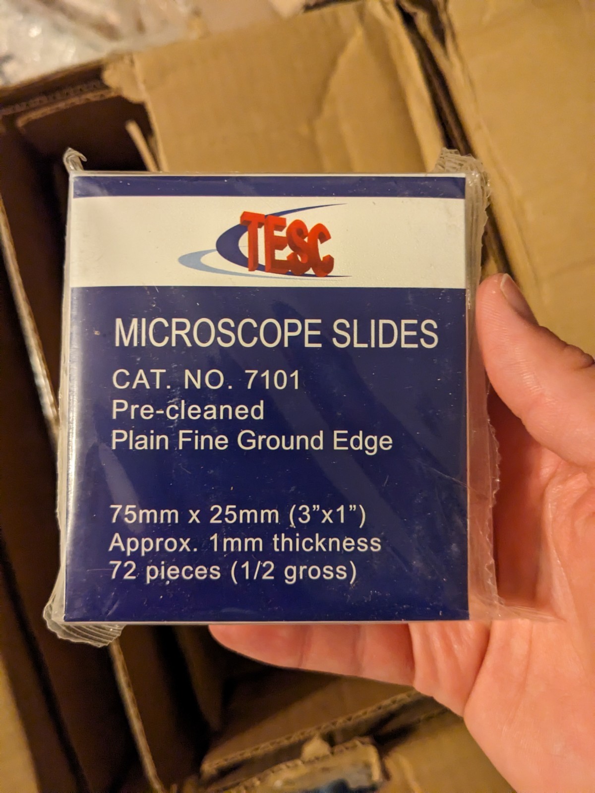 Lot of 40 Boxes TESC Microscope Slides Cat. No. 7101 - 2,880 Total - New Sealed