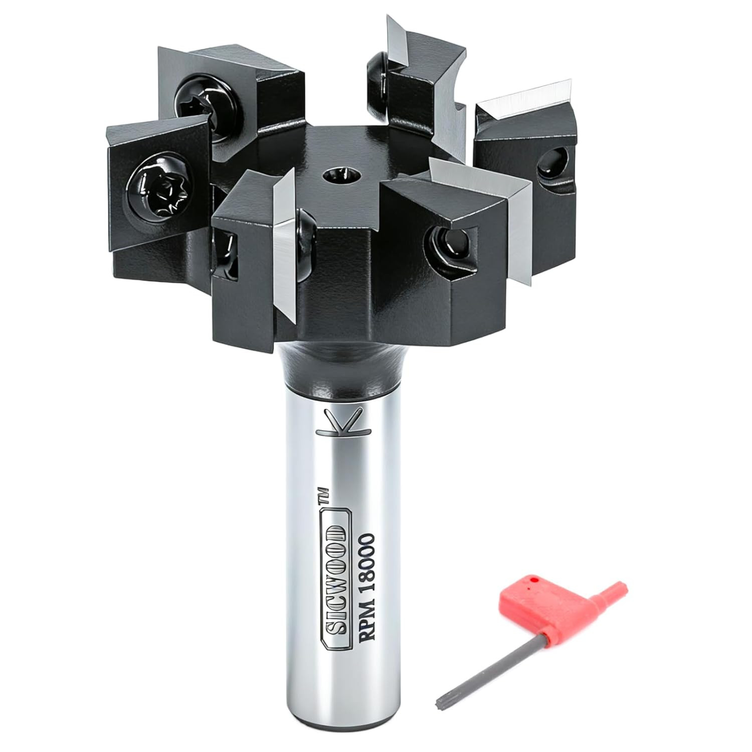Slab Flattening Router Bit 1/2 Shank, 6-Wing, 2" Cutting Dia, Insert Carbide CNC