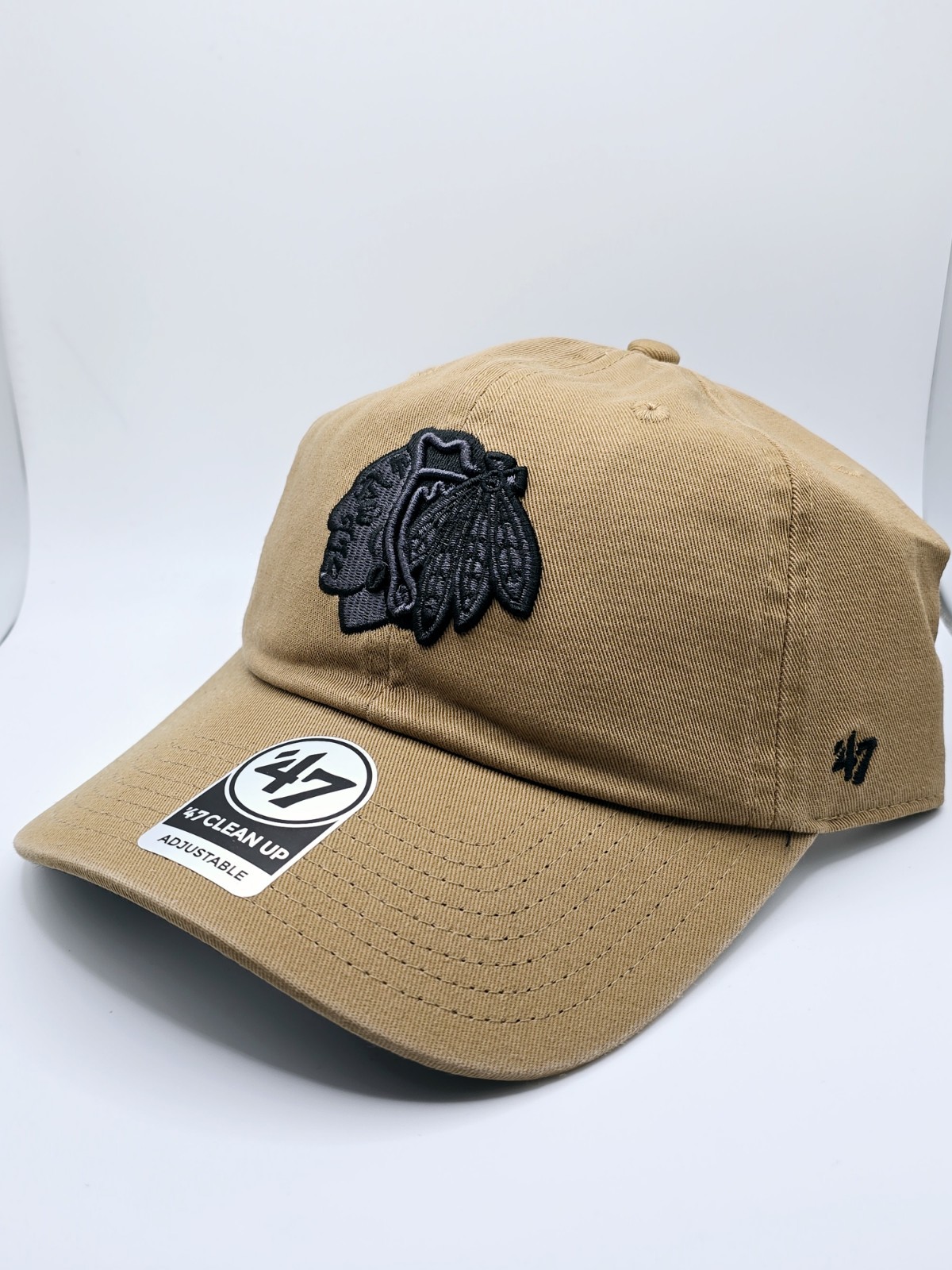Chicago Blackhawks '47 Brand Tan Camel Clean Up Adjustable Strapback Hat Cap