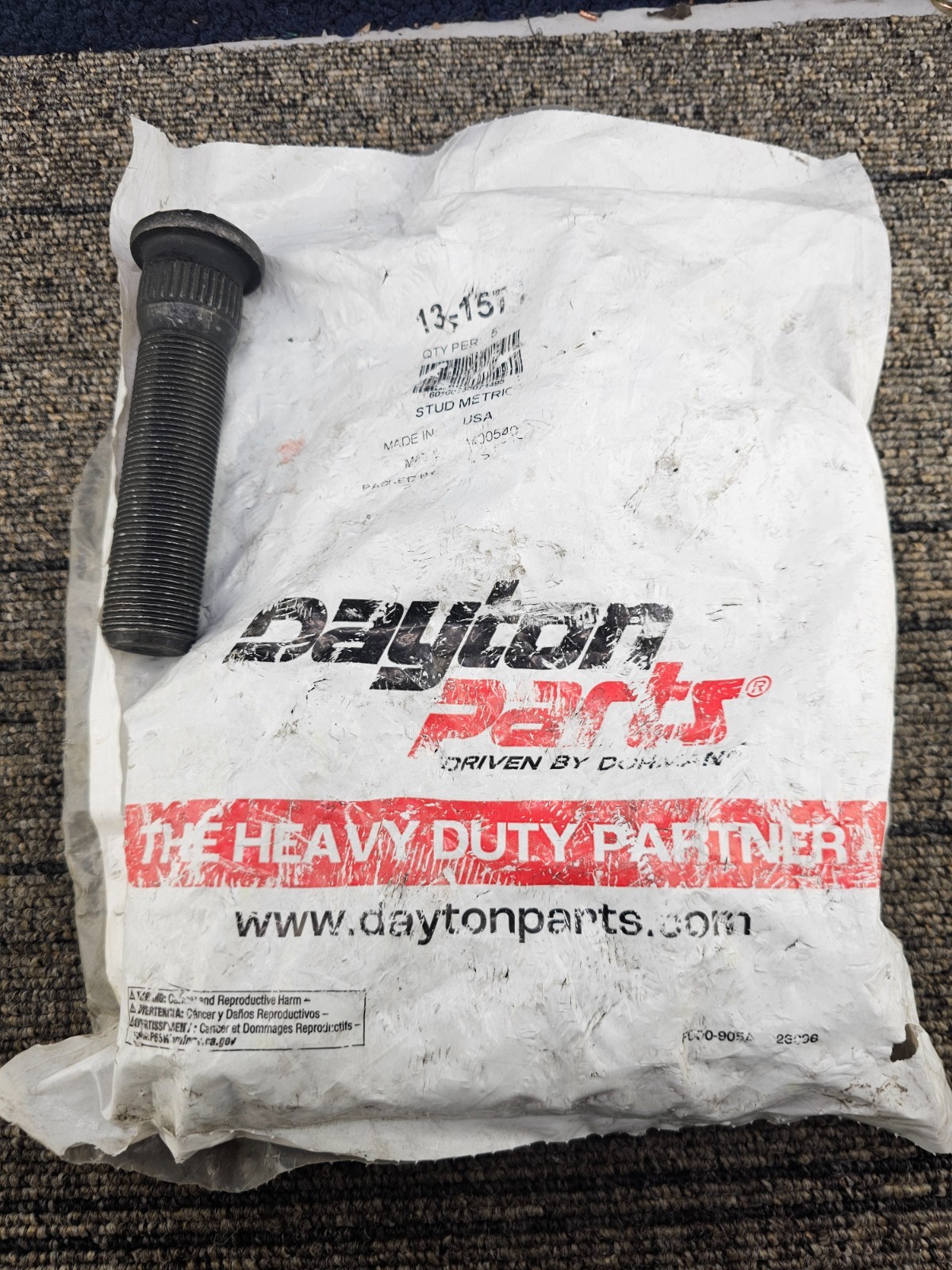 (QTY 5) Dayton Parts 13-1571 M22 x 1.5 Metric Wheel Lug Stud 4-1/4-inch Length