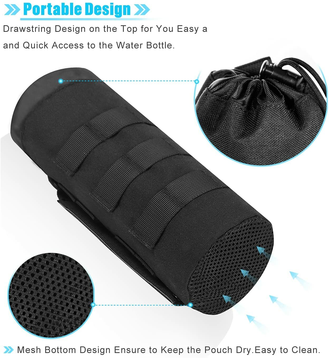 2PCS Molle Water Bottle Holder Tactical Hiking Backpack Attachment Pouches