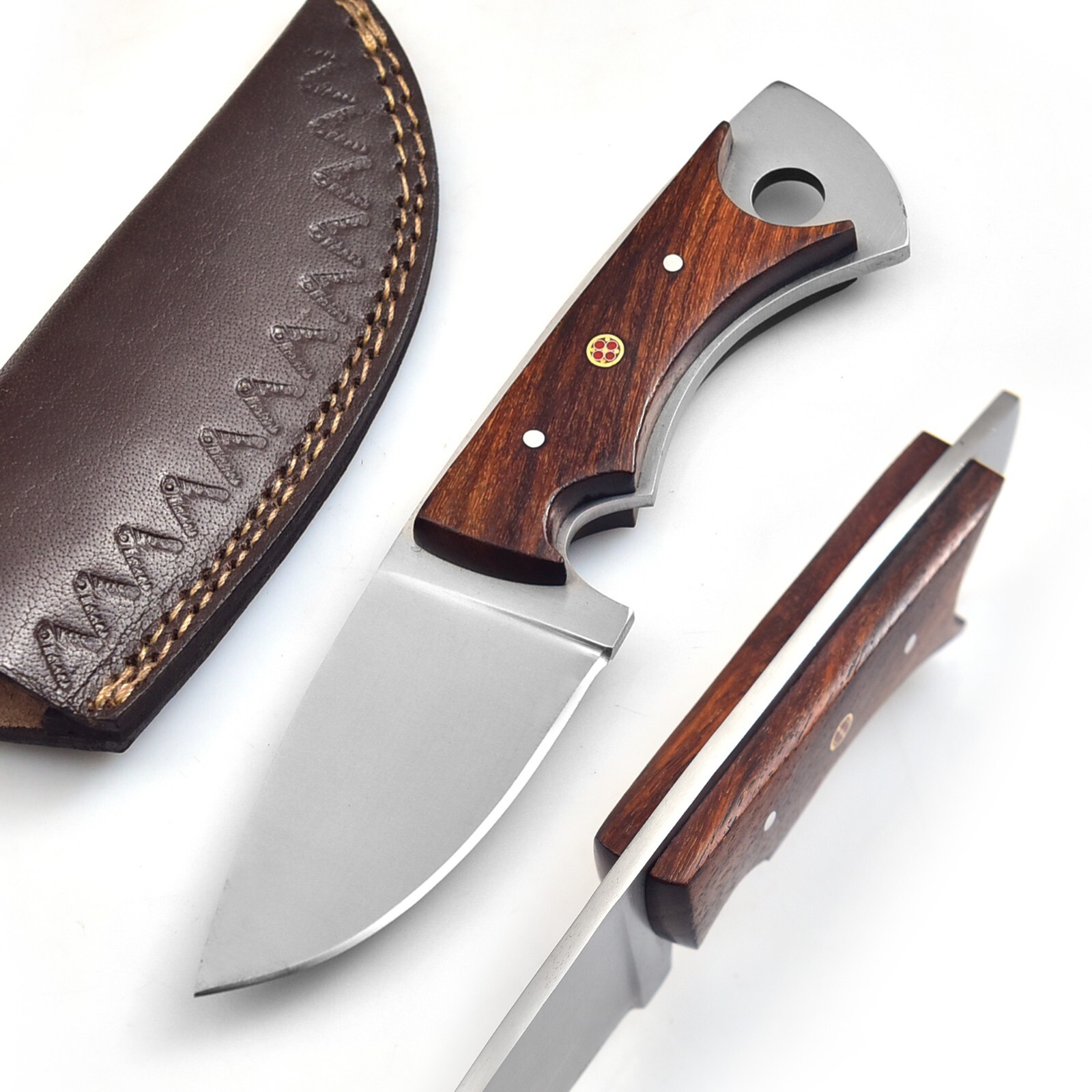 Handmade High Carbon Steel 8 Inches Hunting Knife - Rose wood Scales Full Tang