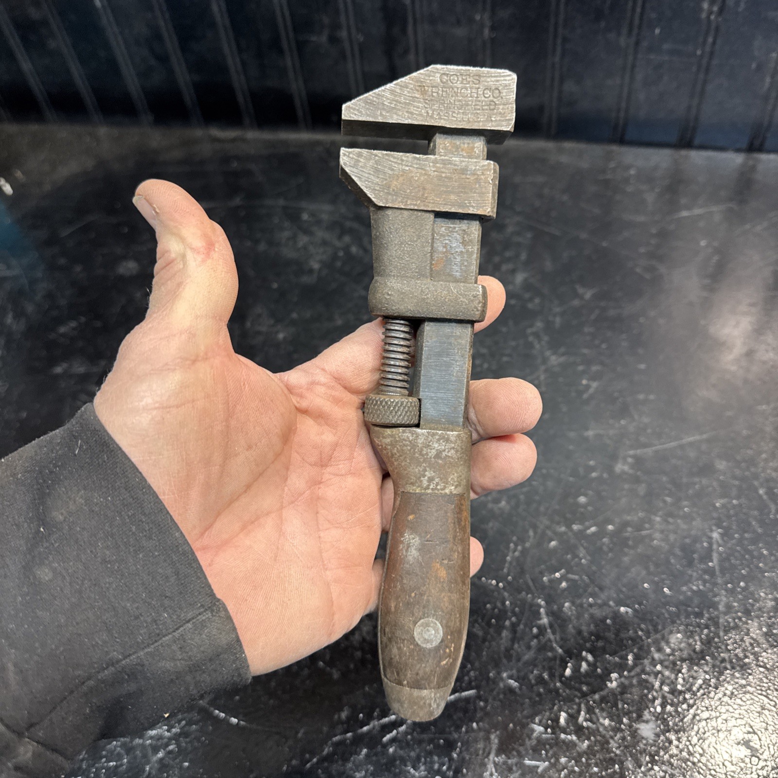 Vintage Coes 8 1/4" Pipe Wrench Adjustable Wooden Handle Free Shipping