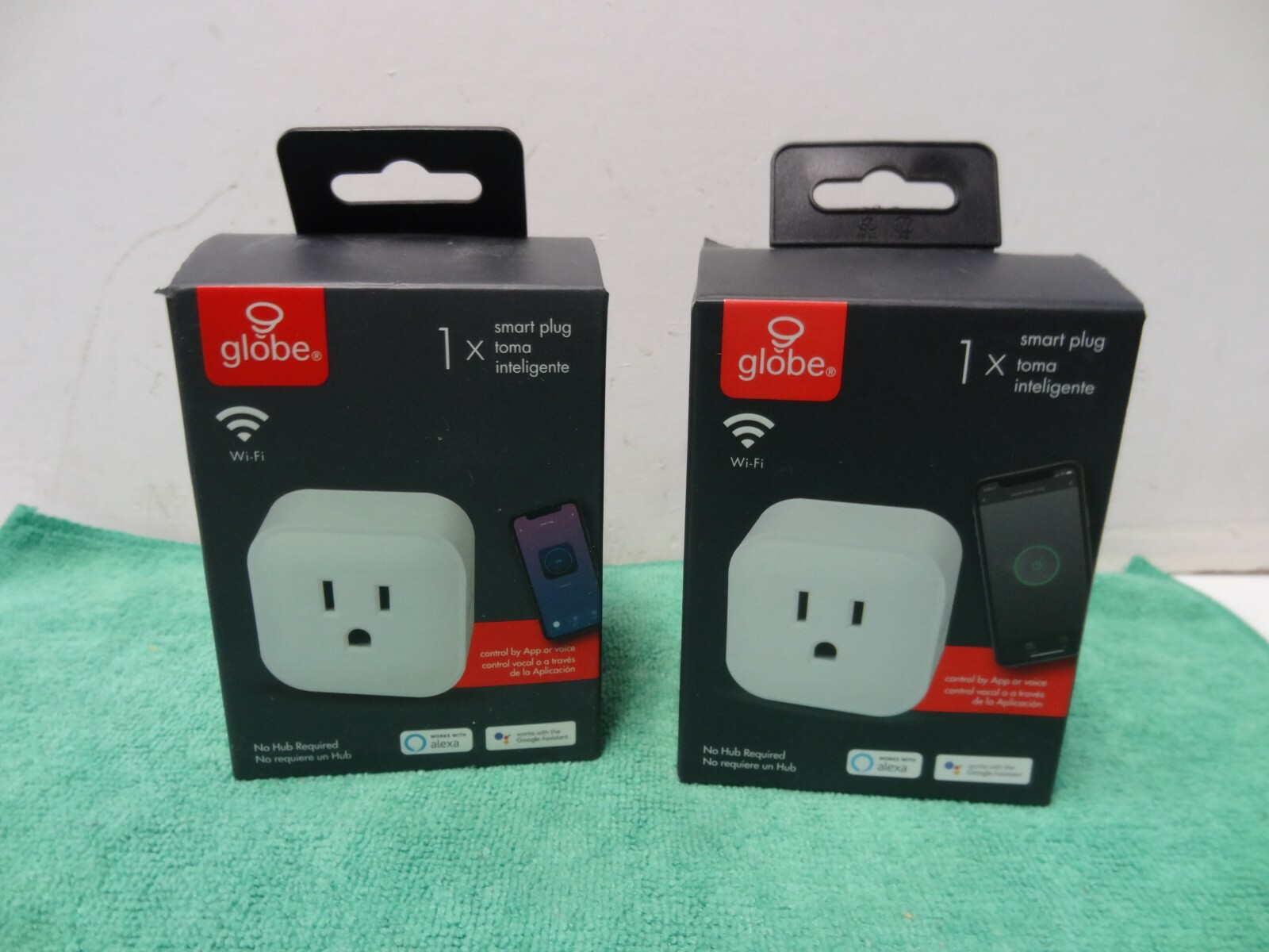 Lot of 2 Globe Electric Smart Plug, White, Wi-Fi, Works w/Alexa & Google Assi