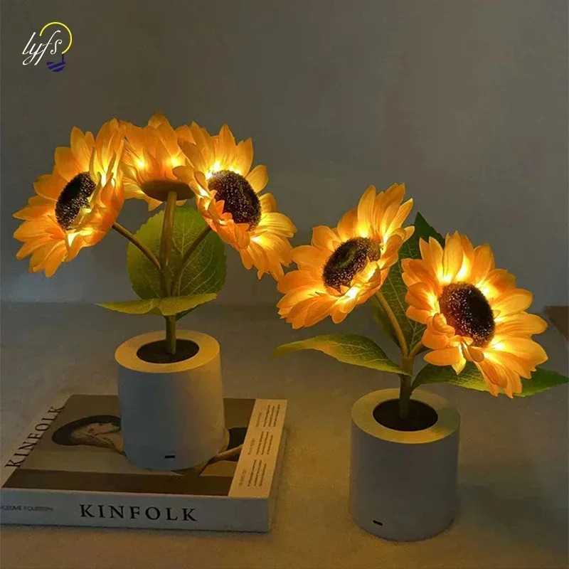 3 LED Night Light Rechargeable Sunflower Lights Interior Lighting Bedroom
