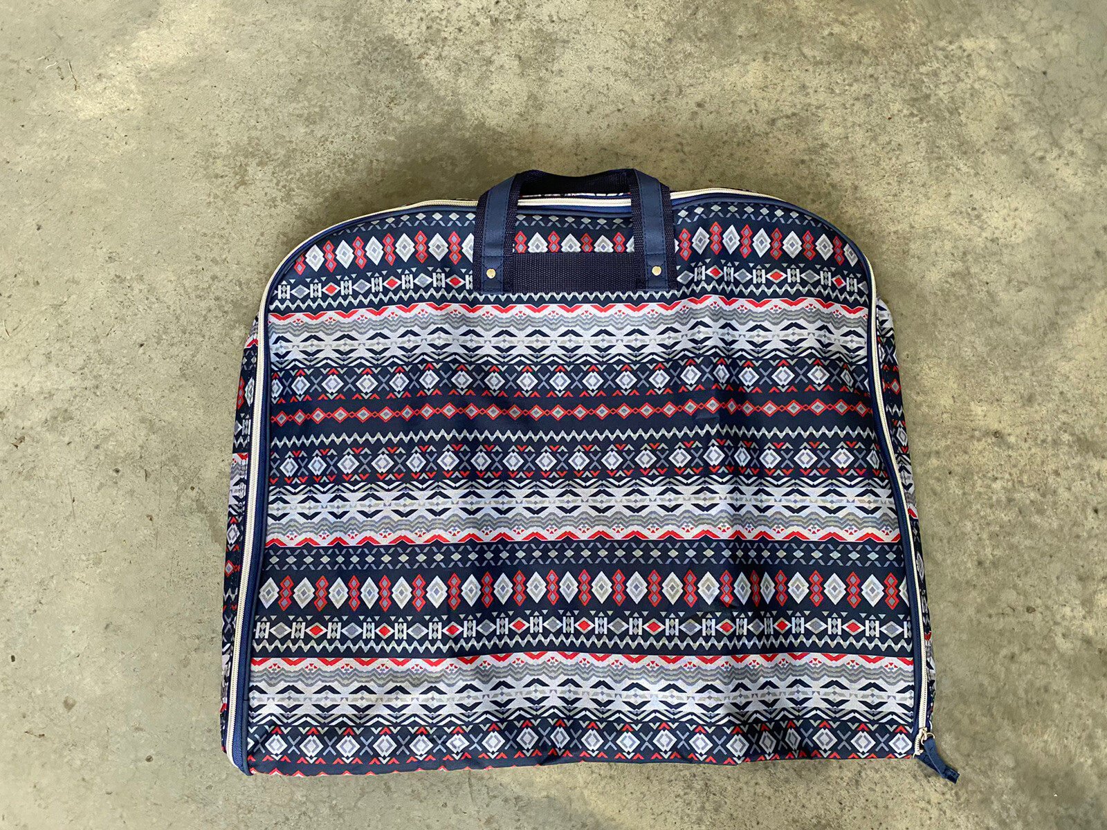 Red Blue Grey Patterned Large Luggage Bag 24” x 20” / A18
