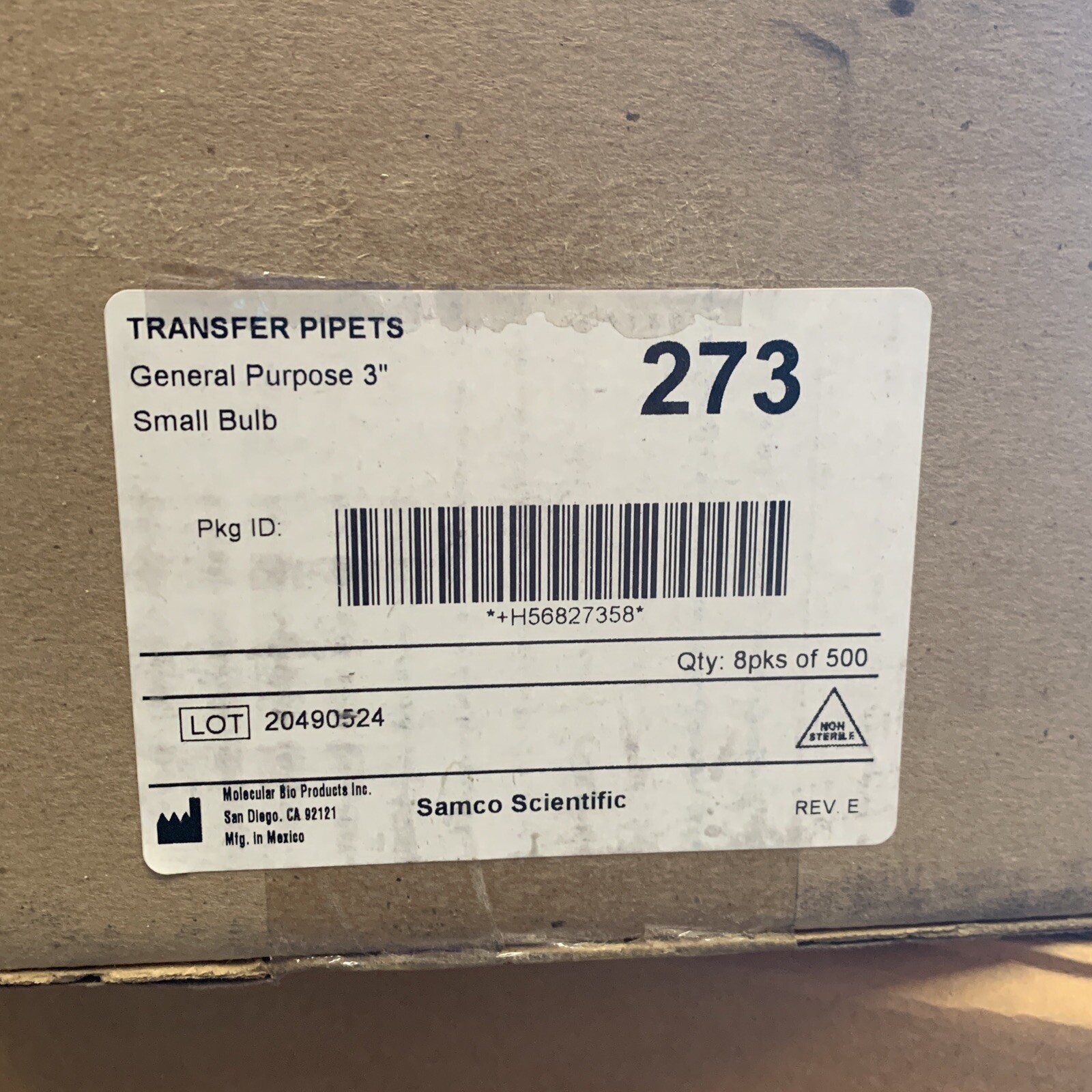 (500-Pack) Samco 273 General Purpose 3" Transfer Pipets 0.9mL Draw, 1.8mL Volume