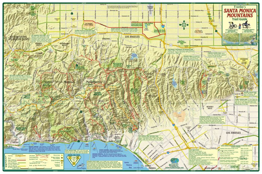 Santa Monica Mountains California Trail Map Poster
