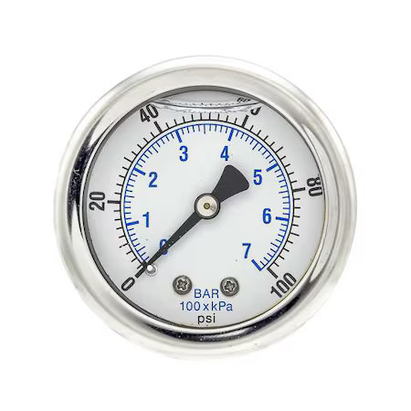 Pic Gauges 202L-204E Industrial Pressure Gauge, 0 To 100 Psi, 2 In Dial, 1/4 In