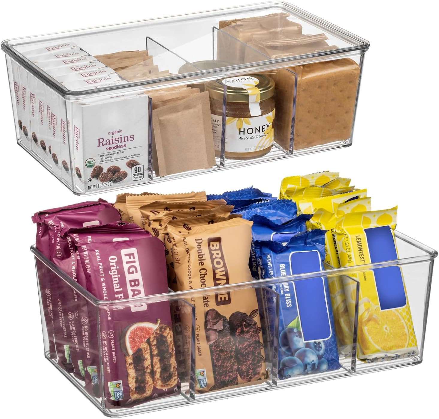 Pantry Organization and Storage Bins with Removable Dividers & Lids – Perfect Pa
