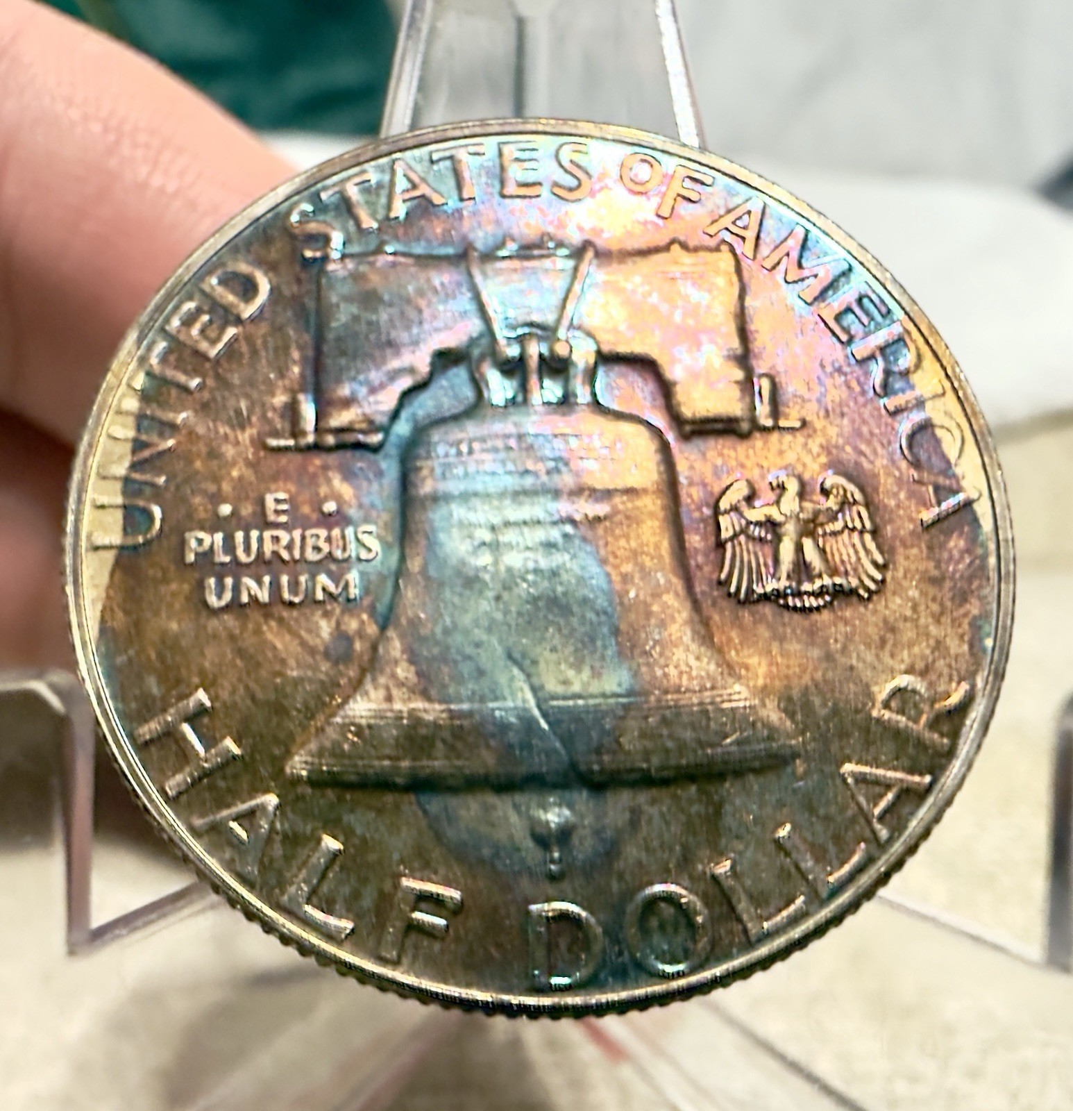1963 Franklin Half Dollar Pristine Gem Proof Rainbow Toned