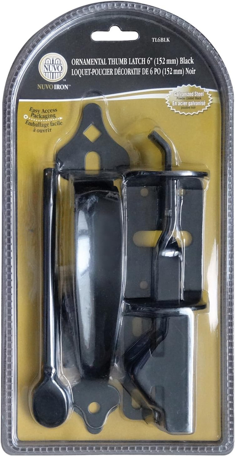 Nuvo Iron Black Galvanized Steel 6" Thumb Latch - Gate Hardware