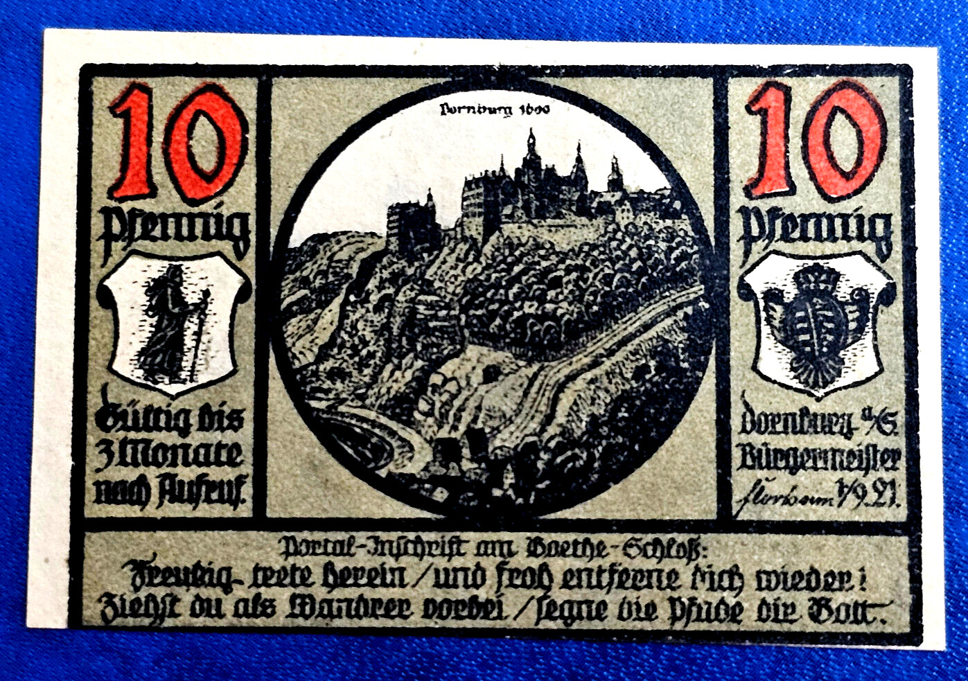 DORNBURG NOTGELD 10 PFENNIG 1921 EMERGENCY MONEY GERMANY BANKNOTE (32491)