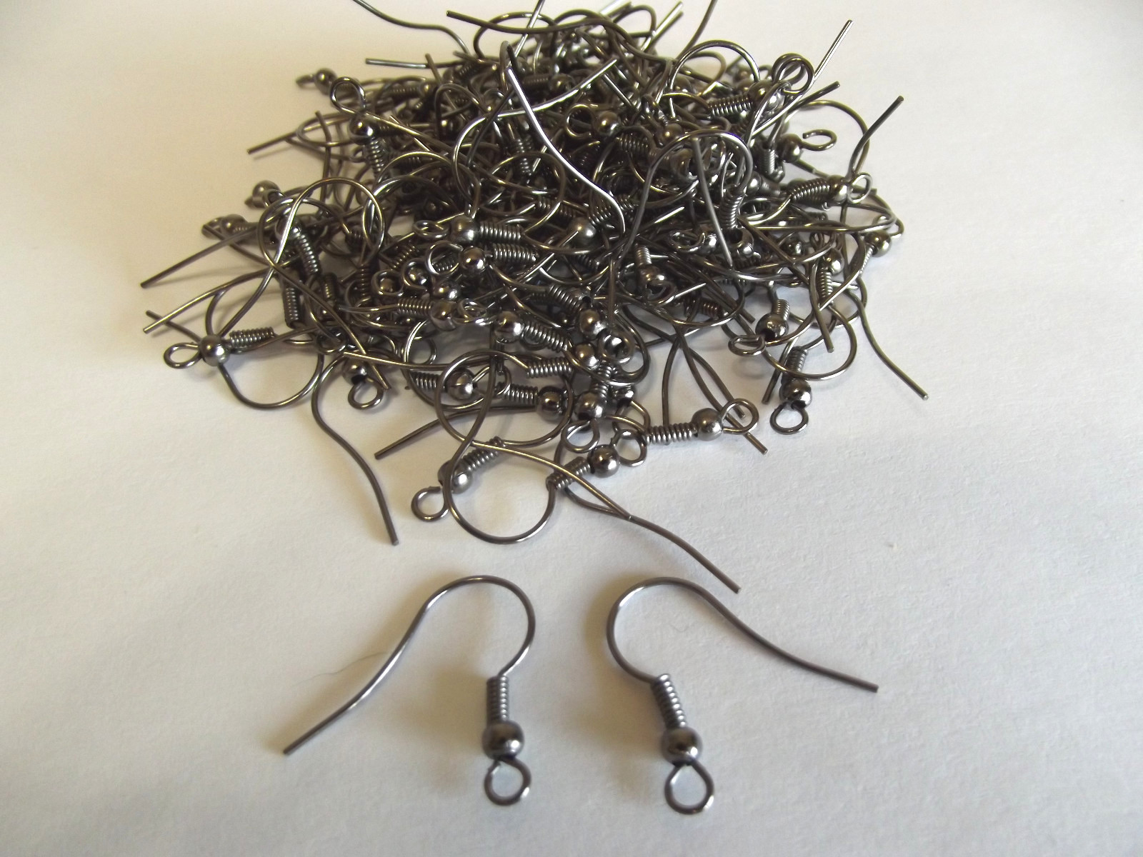 Black Colored Ball & Coil Ear Wires. 100 Pieces/50 Pairs