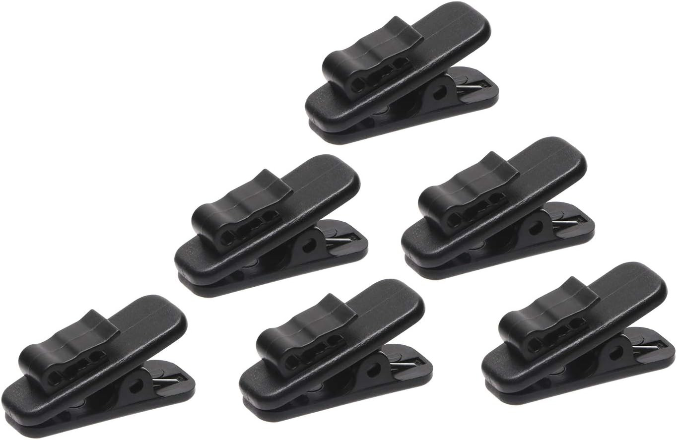 Earphone Wire Clips 6Pk Cable Clothing Clip Headphone Holder Small 1" Black