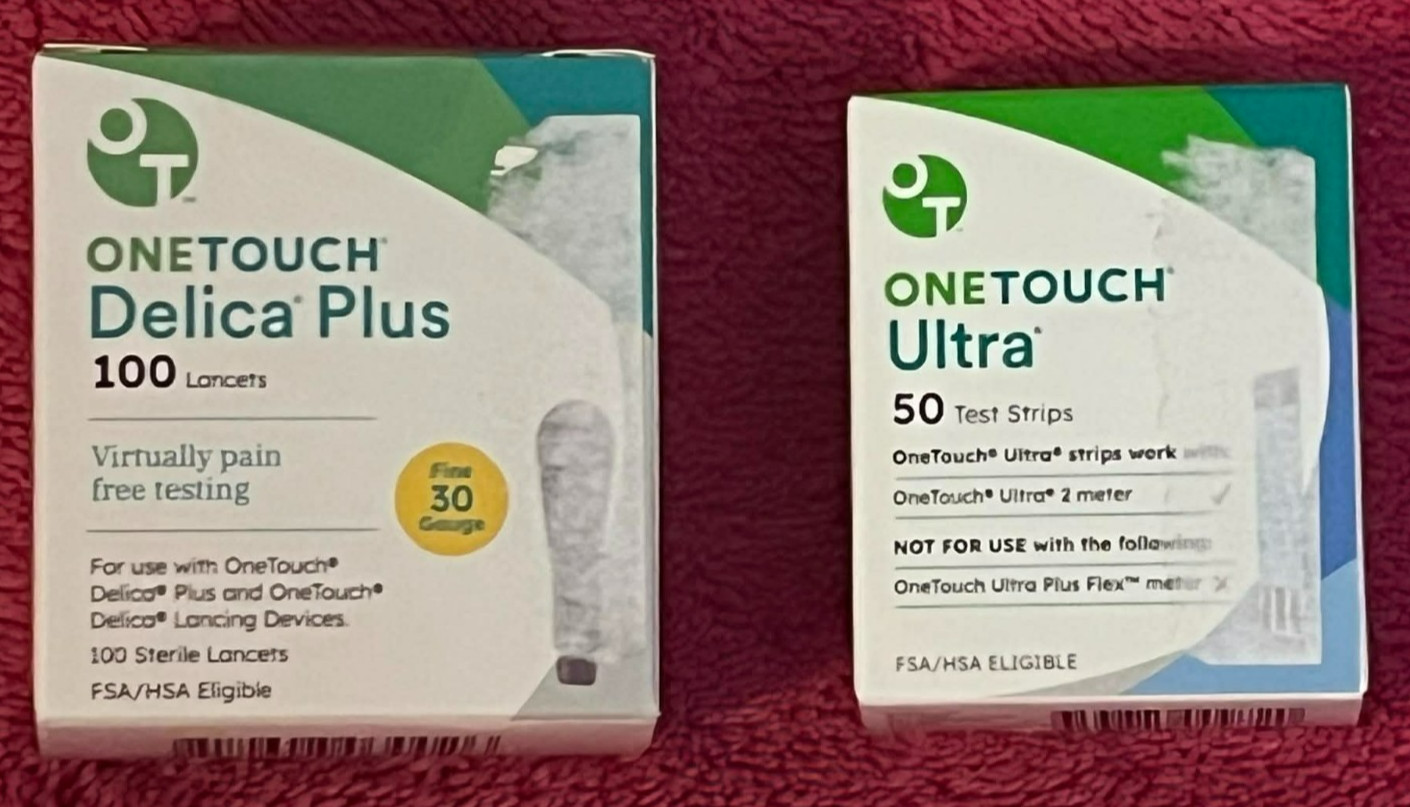 Diabetes ONE TOUCH Ultra 50 Test Strips 10/26 & Delica Plus 100 Lancets 1/30 NEW