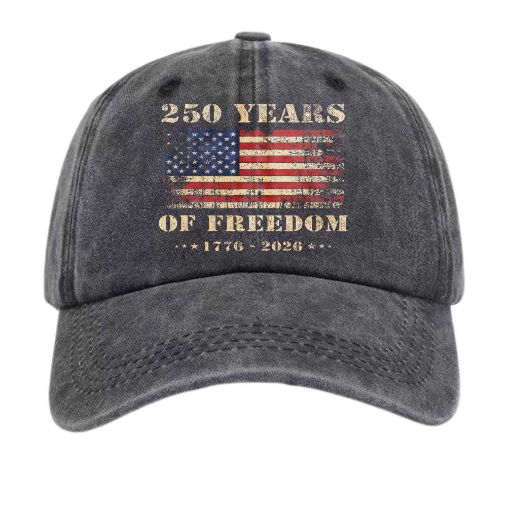 250 Years of Freedom Hat Vintage USA Flag 1776-2026 Patriotic Distressed Cap