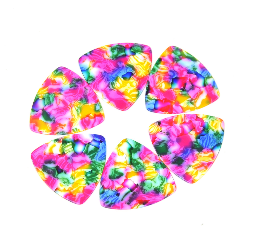 20Pcs Celluloid 346 Rounded Triangle Guitar Picks 0.71mm Assorted Colors