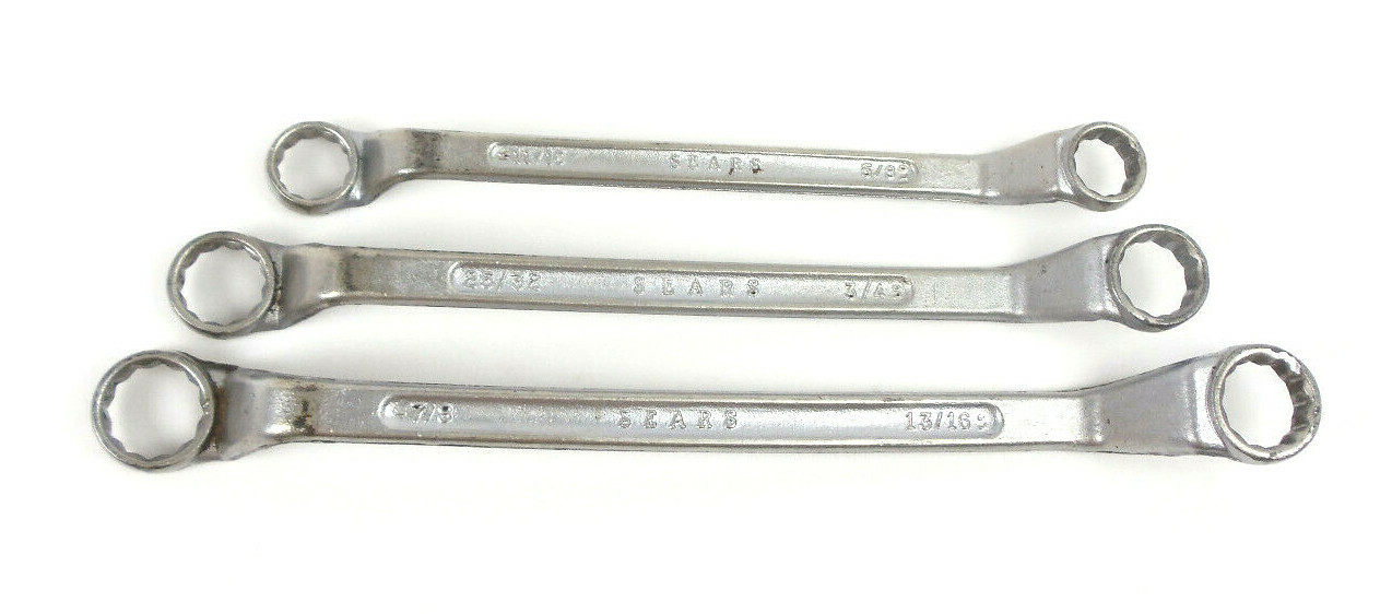 Sears 5/8" X 11/16", 3/4" X 25/32", 13/16" X 7/8" 12 Pt Deep Offset Box Wrench