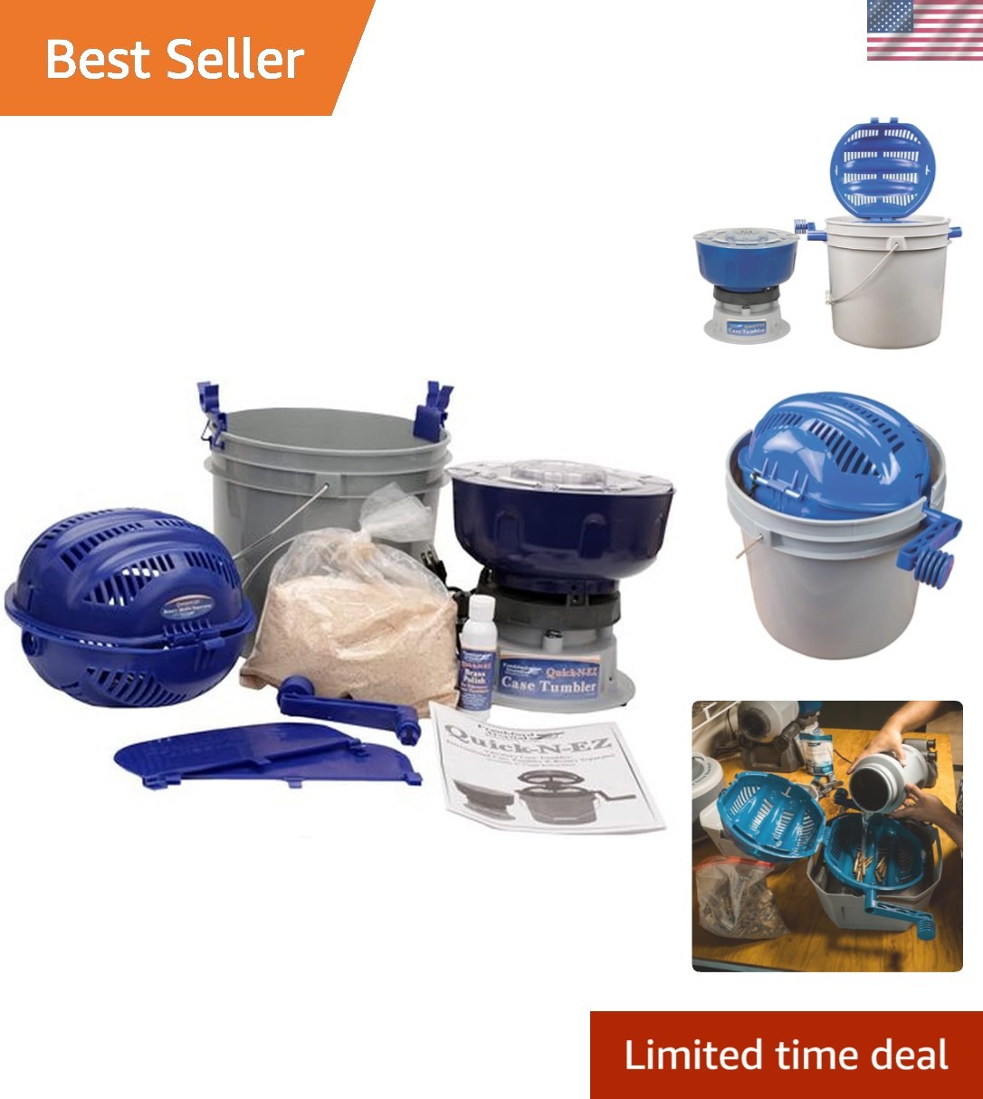 Quick-N-EZ 110V Case Tumbler Kit with Sifter for Brass Cartridge Cleaning and...