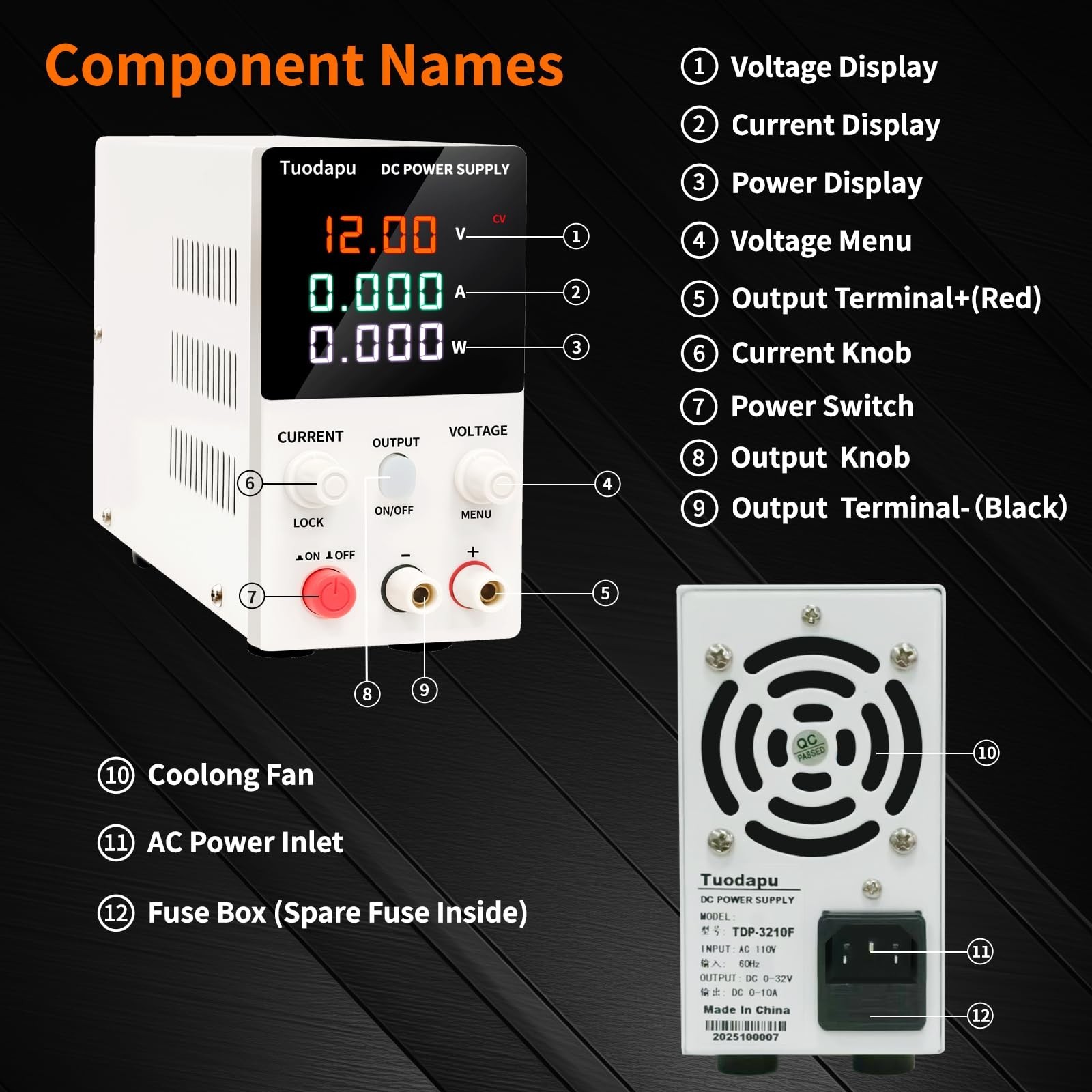 Adjustable DC Power Supply Variable Bench with Regulated Voltage Output – Pro...