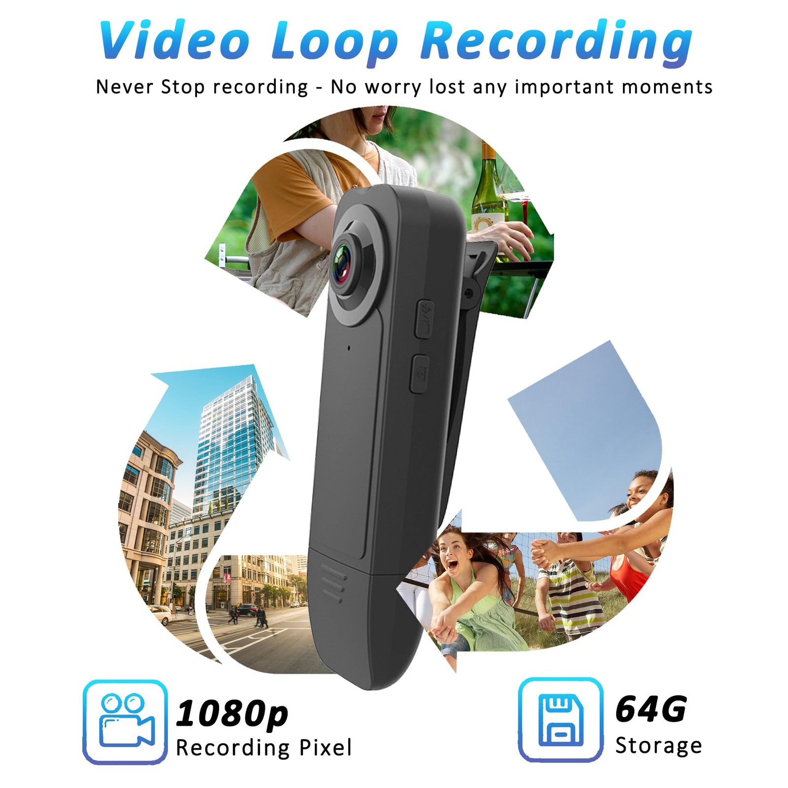 Mini Body Camera with Audio & Video Recording - Small POV Cam 1080P with 64G ...