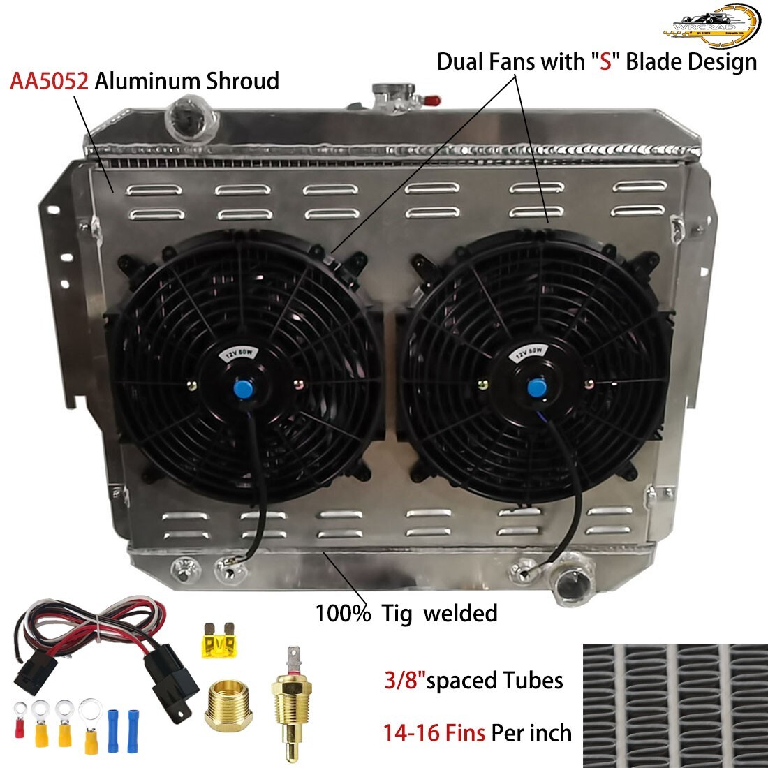 Radiator+Shroud+Fan Fit 1979-1993 Dodge D/W 100 200 250 300 350 5.2L 5.9L V8