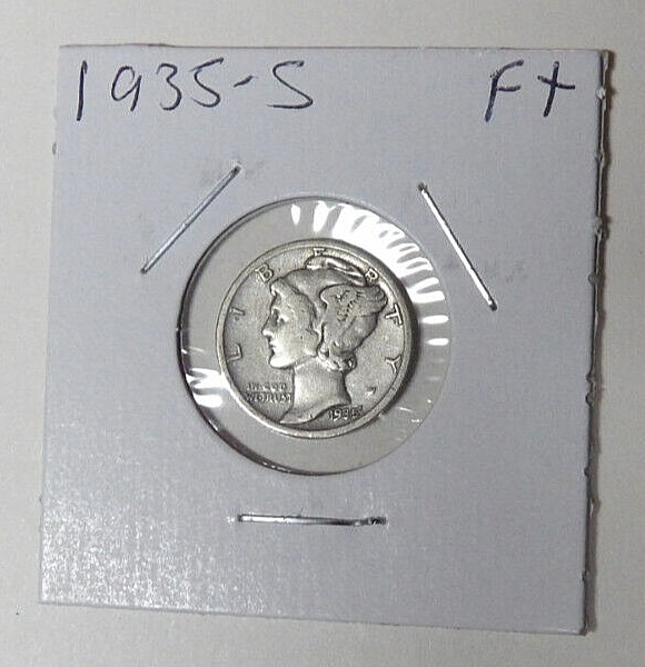 1935-S Mercury Silver Dime F+ Bold Detail San Francisco Mint Coin (3125)