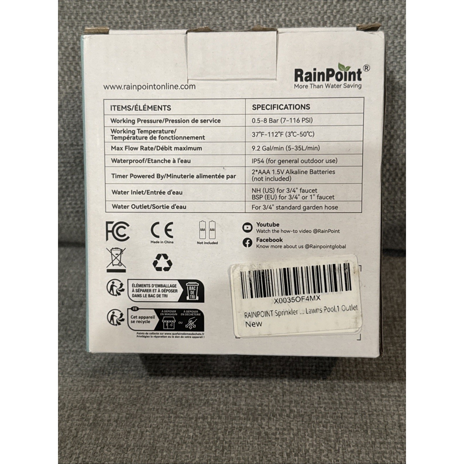 RainPoint 1-Zone Water Timer Model ITV105 Brand New