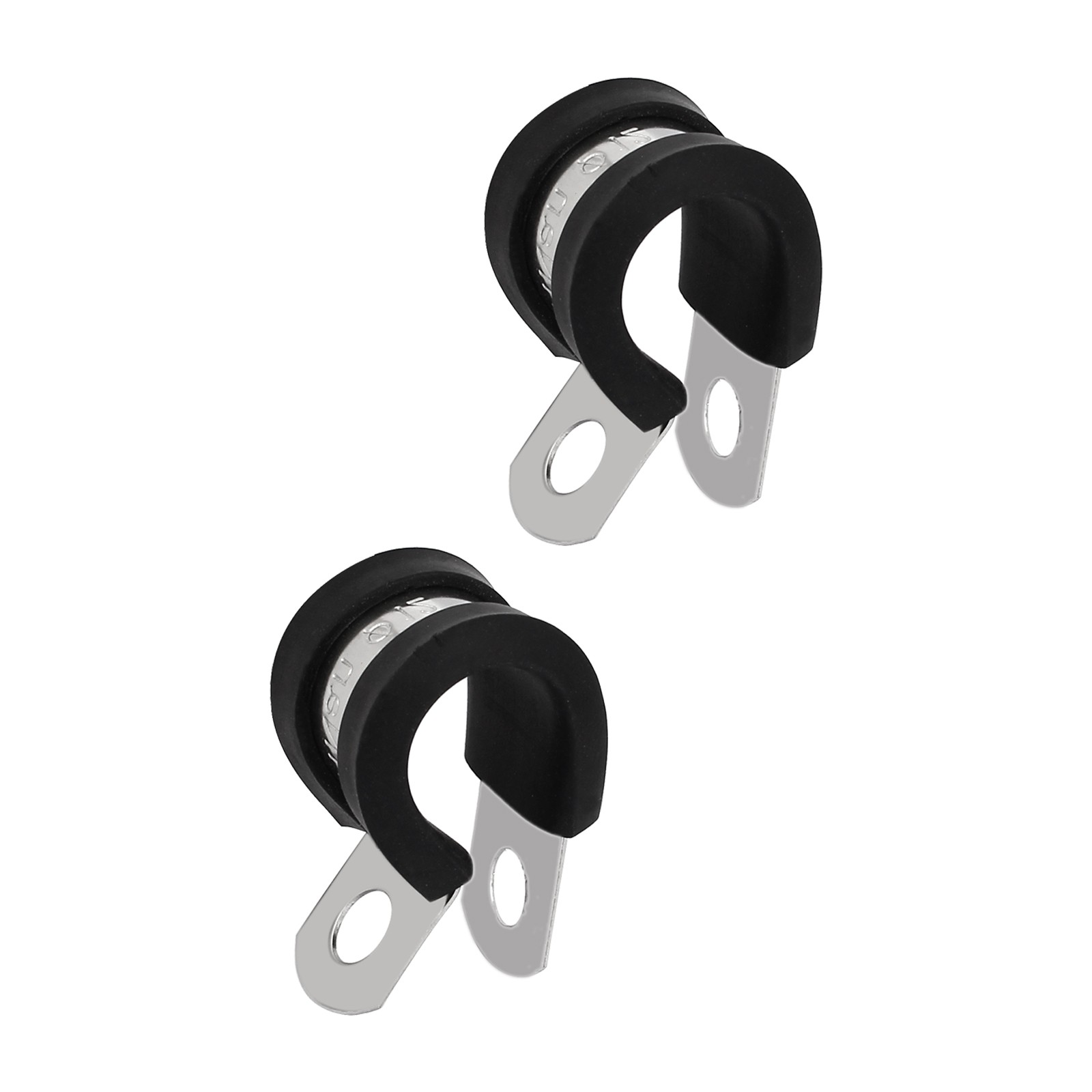 2Pcs 0.47" Rubber Cable Clamps 304 Stainless Steel U Shaped Pipe Fitting Clamps