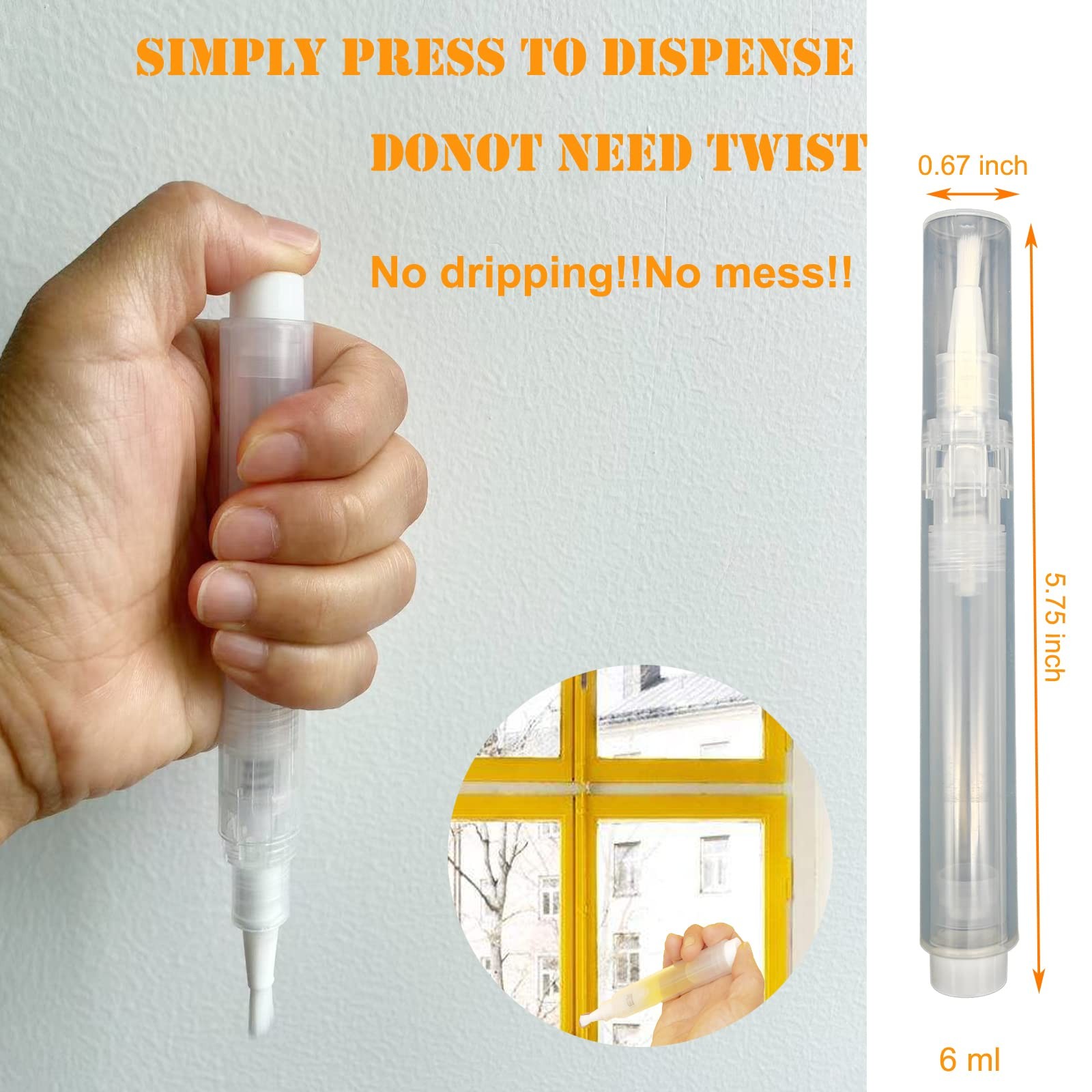 URGINO Touch Up Paint Pen, 3 Pack, Refillable Empty Brush Pen Small, Clear