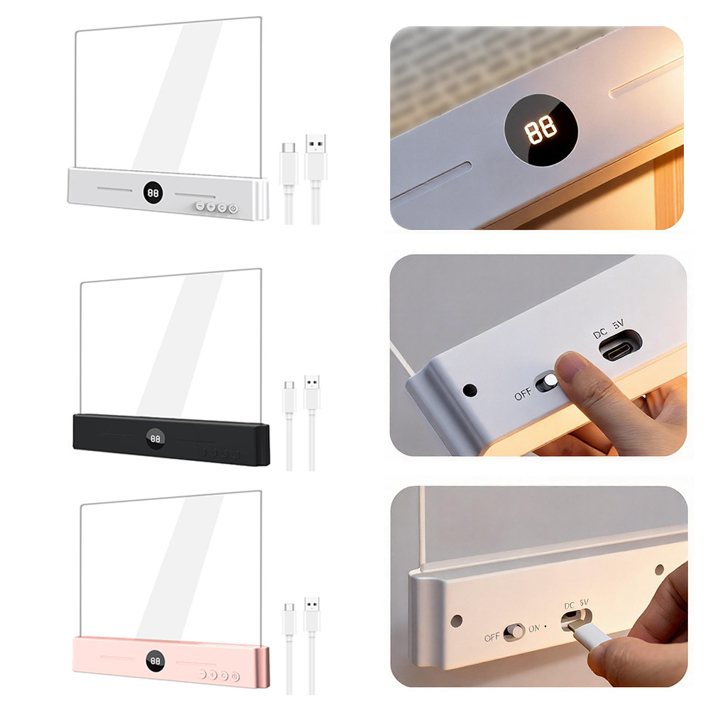 Flat Panel LED Lamp 185x23.8x153mm Size ABS+PC Material White Black Pink