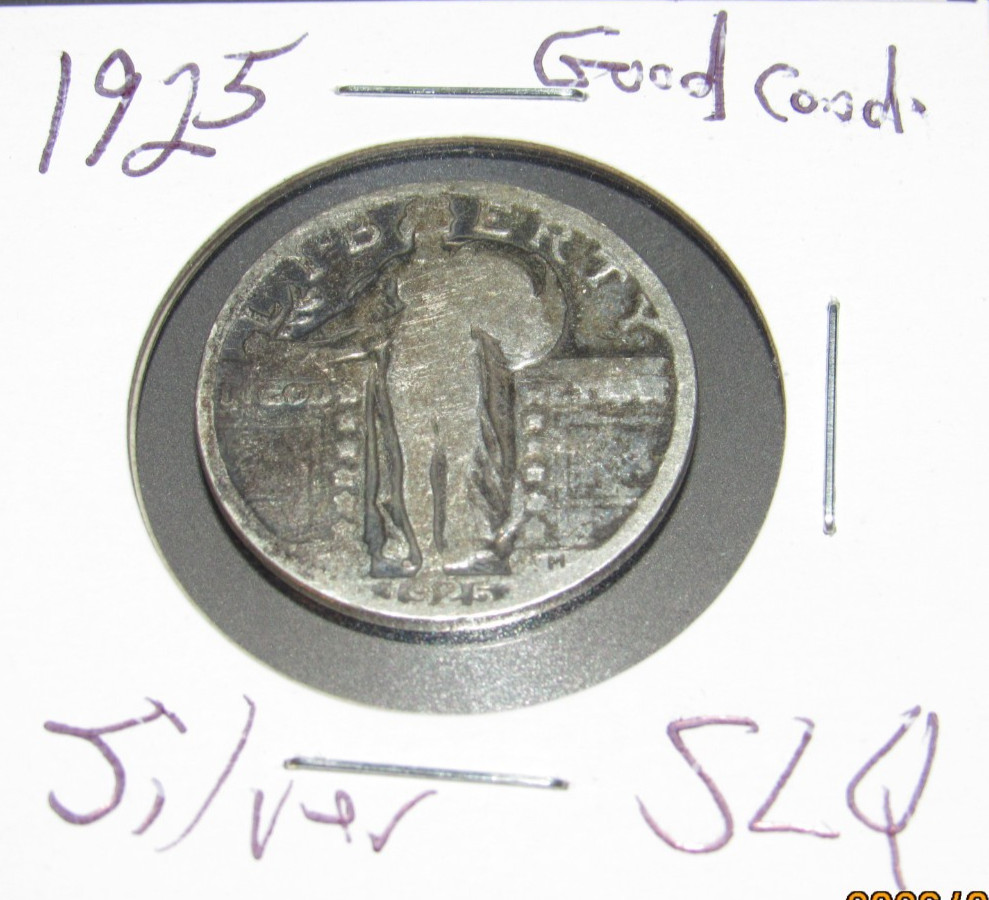 Silver SLQ 1925 p Phil. Mint Standing Liberty Quarter, Good condition old coin