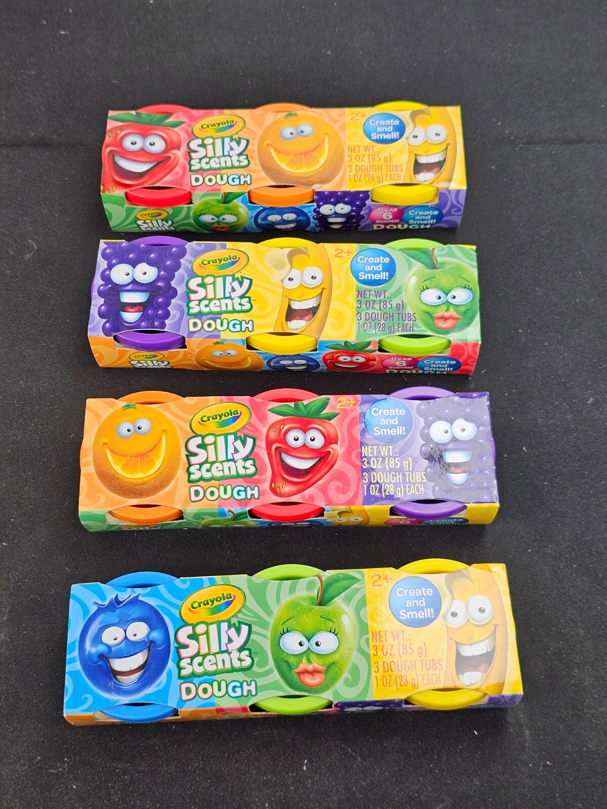 (4) Crayola Silly Scents Dough - Play Doh - 4-Packs - 3oz Each Pack-9 Scents Tot