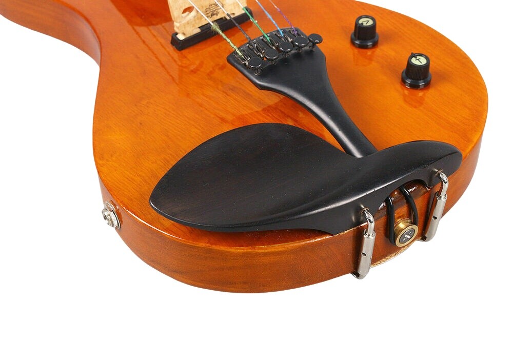 5 String Electric Violin Kit 4/4 Size Solid Wood Bird Head Yellow Paint