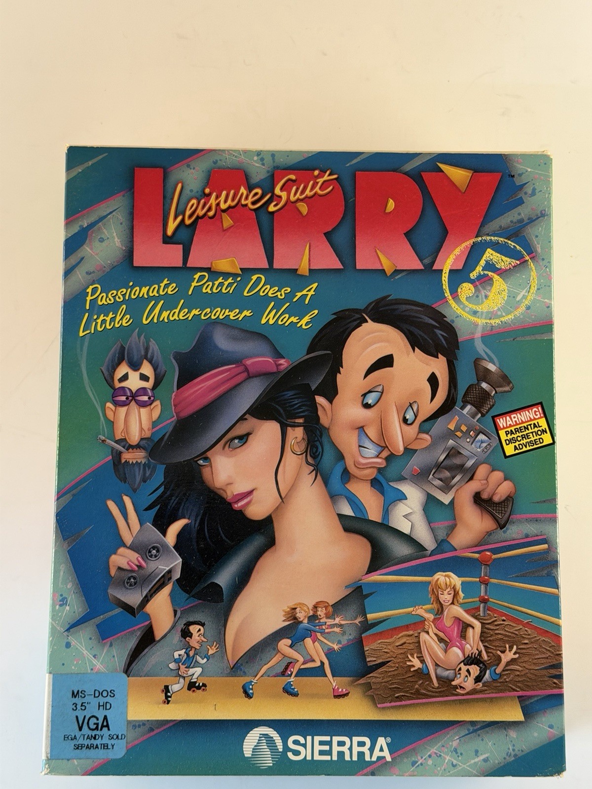 Sierra Leisure Suit Larry 5 MS-DOS Big Box PC Game w/ 3.5" Disks Manual VGA
