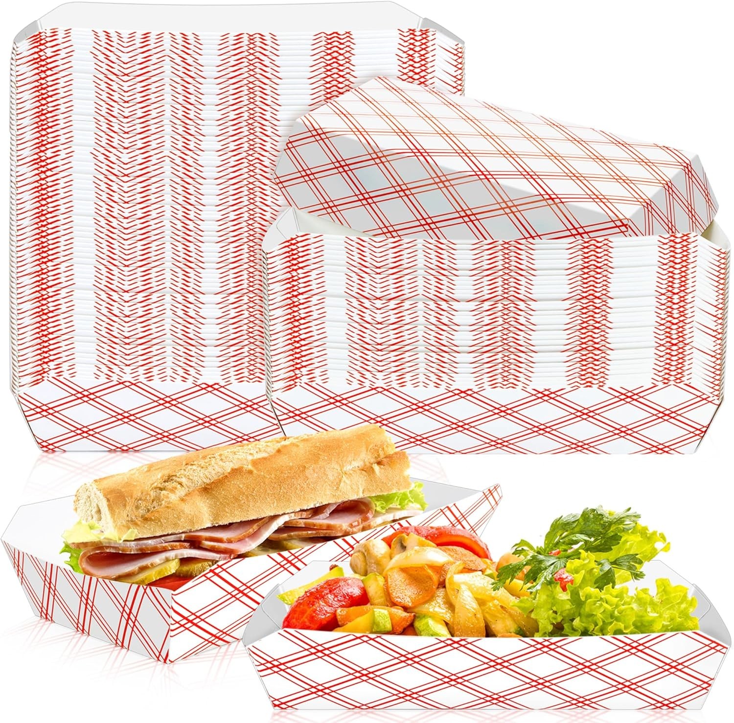 7inch 2.5Lb Paper Food Boat Trays Disposable Paper Hot Dog Boat Containers,