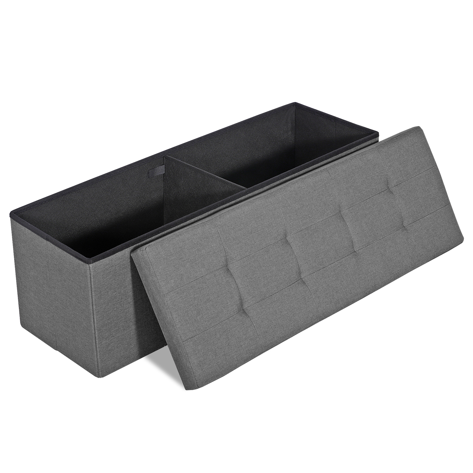 43"Storage Ottoman Bench Folding Chest Footrest Stool MDF Frame w/Lid Light Grey