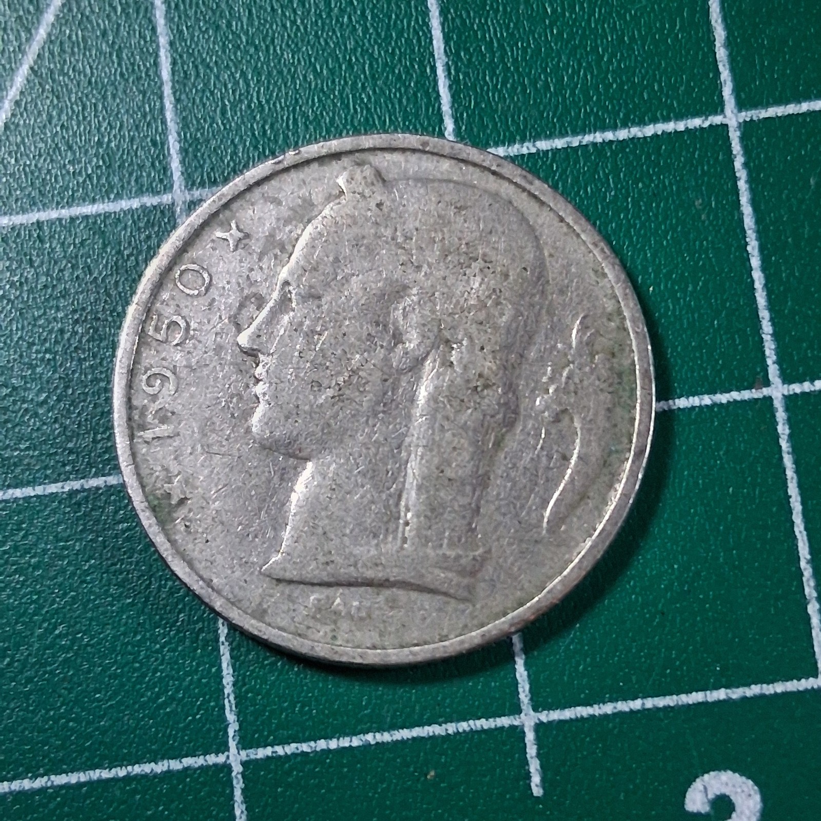 1950 Belgium Ceres / Crowned Oak Branch 5 Francs Currency Coin