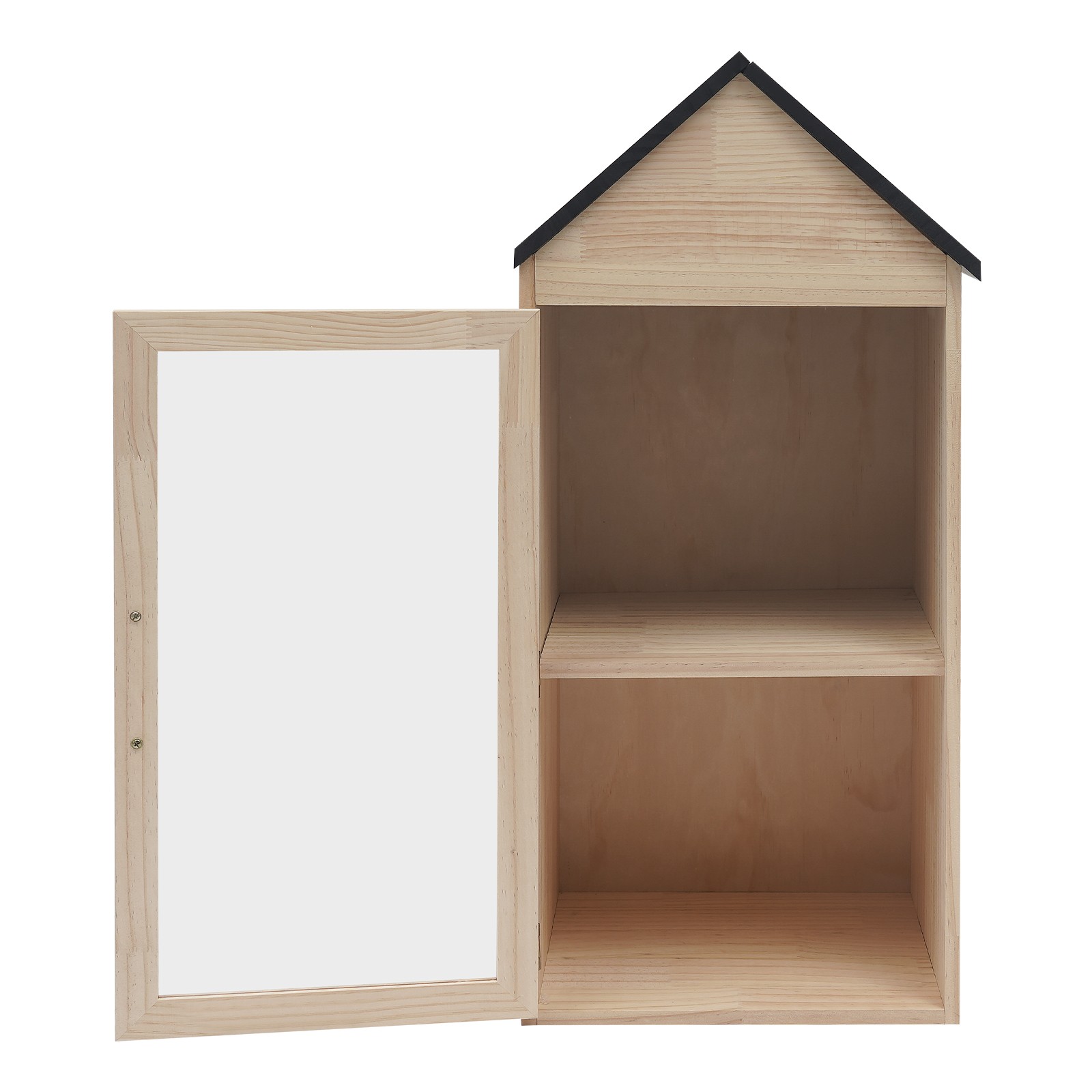 2-Tier Wooden Book Box Home Book Storage Box w/Door, Little Library Box Cabinet