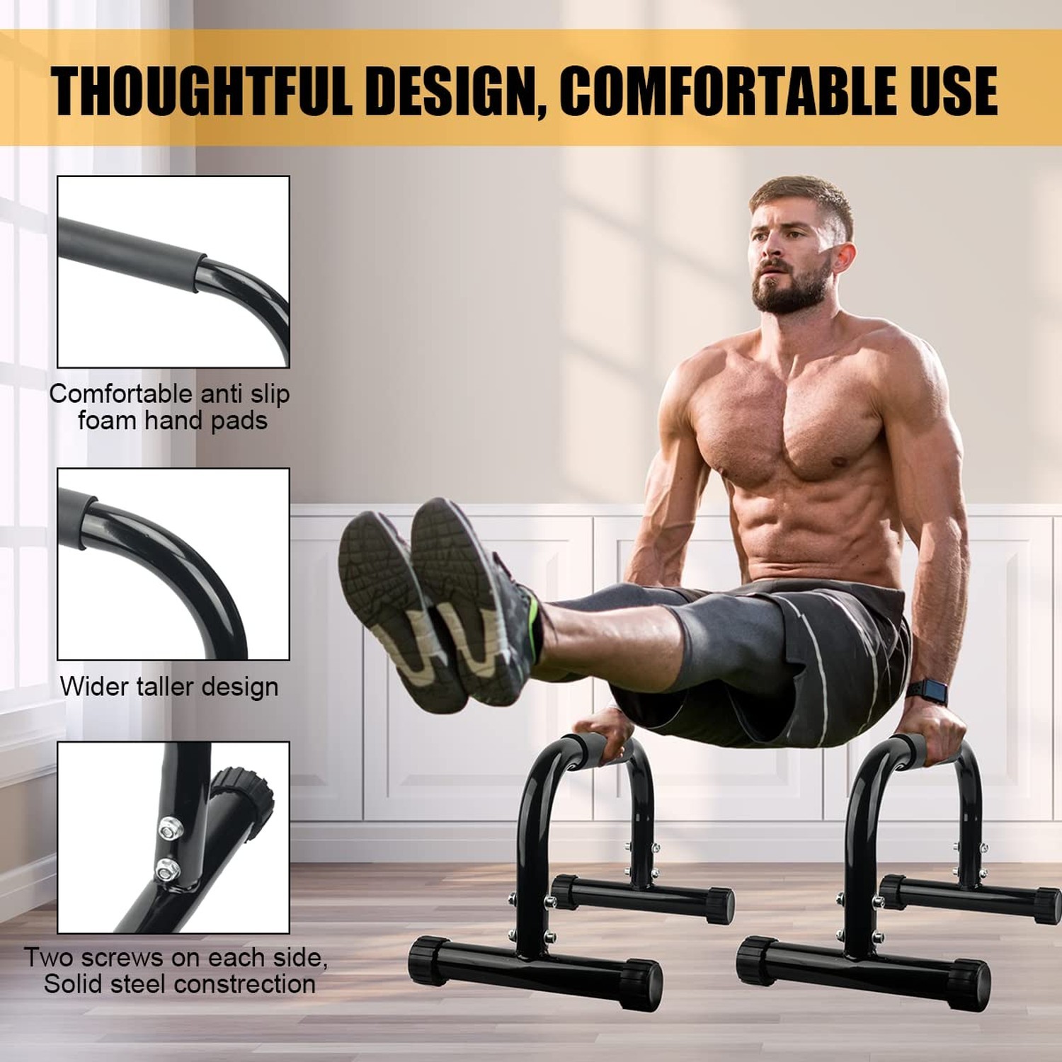 AmazeFan Parallettes Bars, Push Up Bars Strength Training For Handstands, Ful...