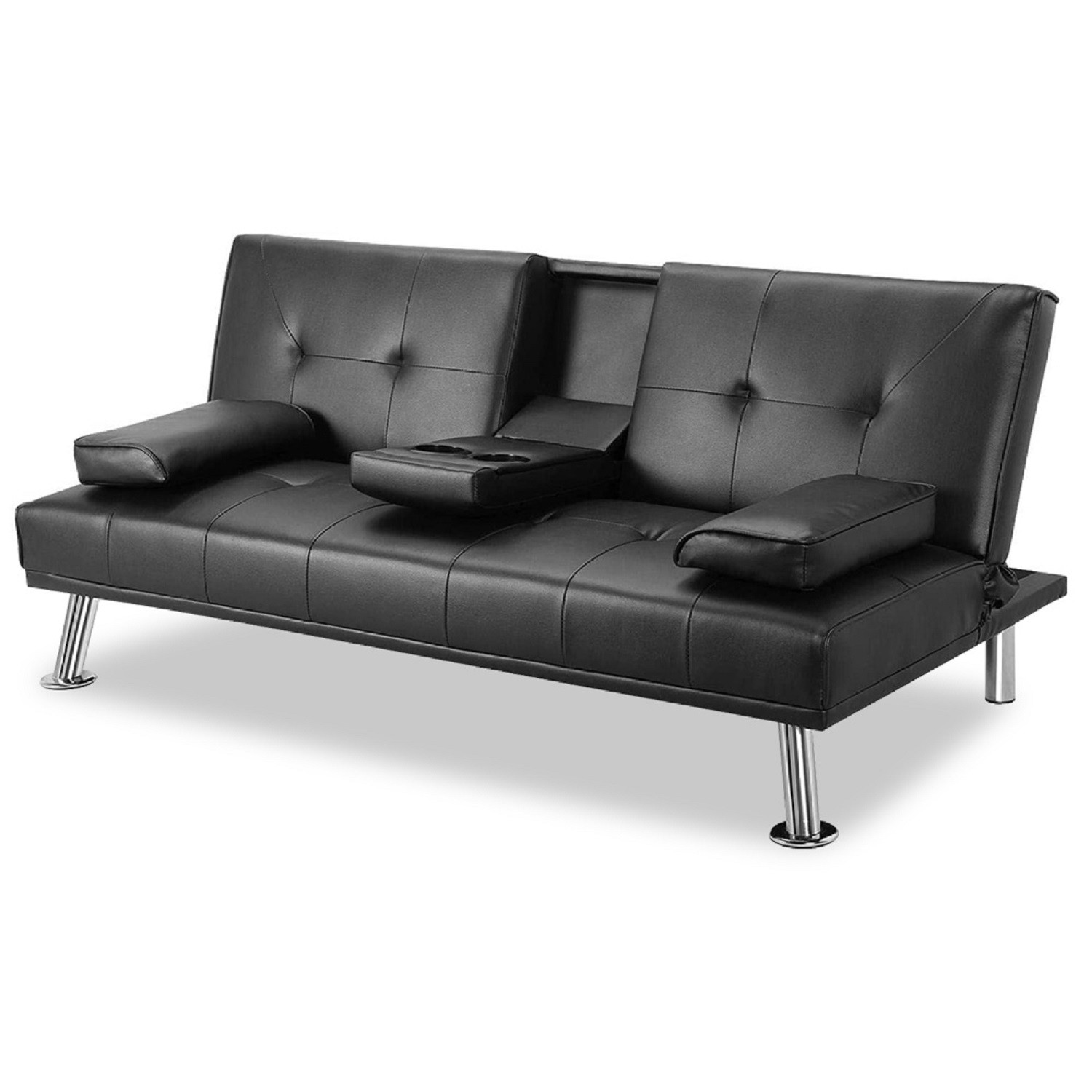 Sofa Bed, Modern Faux Leather Convertible Folding Lounge Sofa