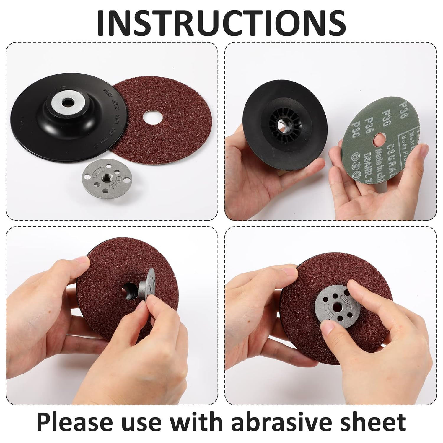 3 Pieces 4-1/2 Inch 14 Mm Sanding Disc Backing Pads Replacement Disc Backing Pad