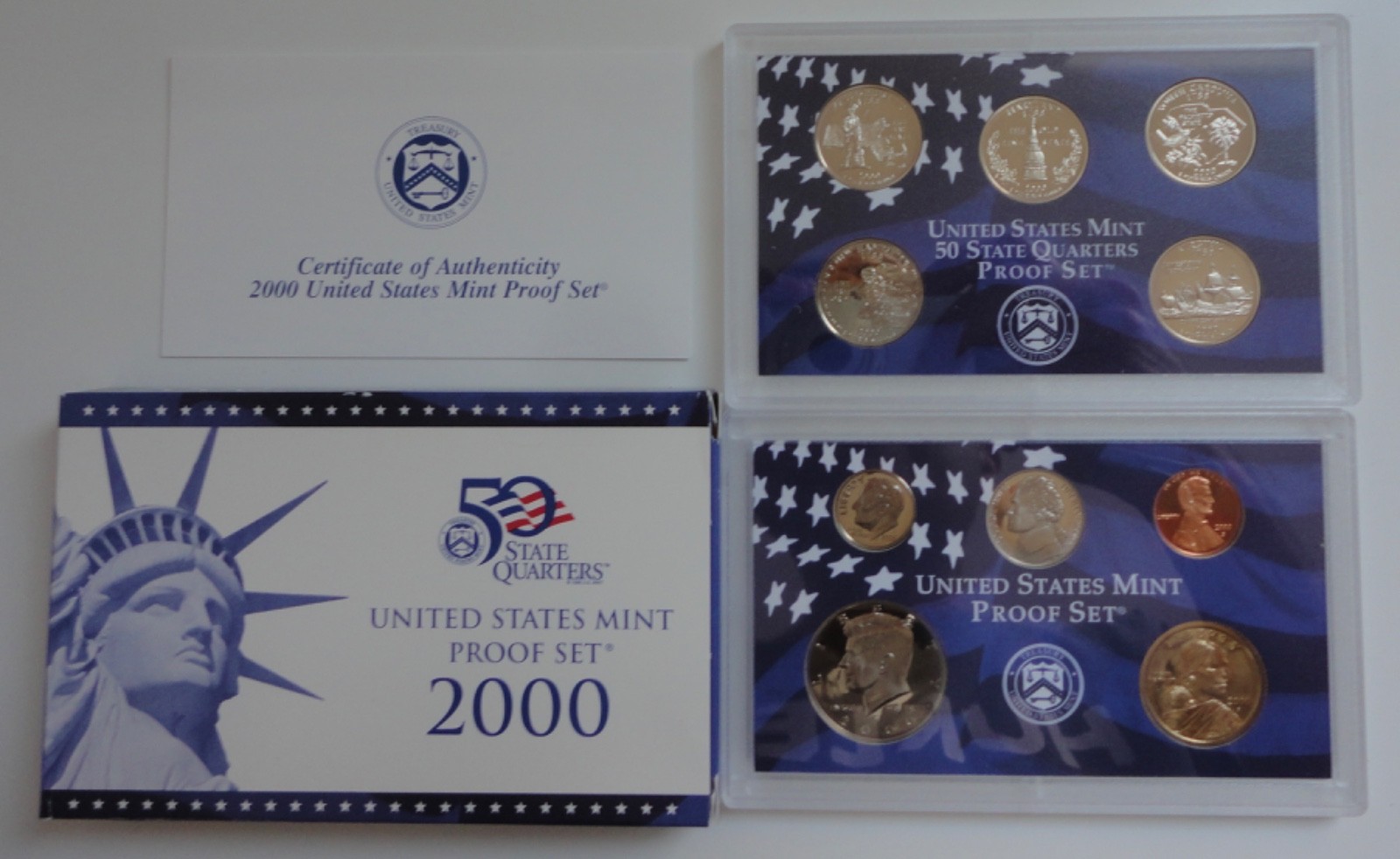 2000-S United States Mint Clad Proof Set - Original Box & COA ~ 10 Coins