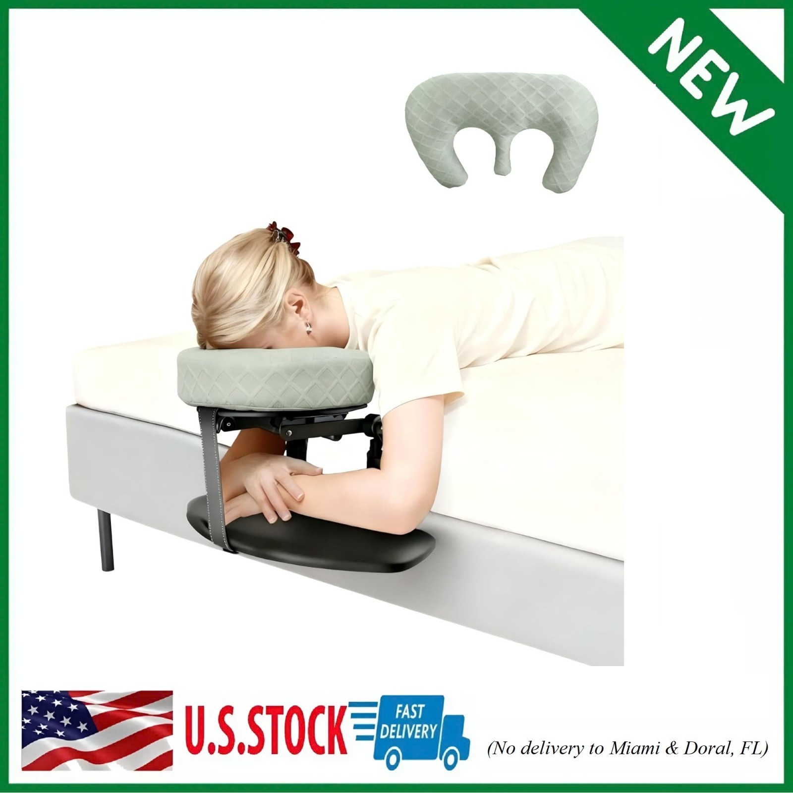 Massage Headrest Adjustable Portable Table Kit with Armrest Shelf & Breast Face